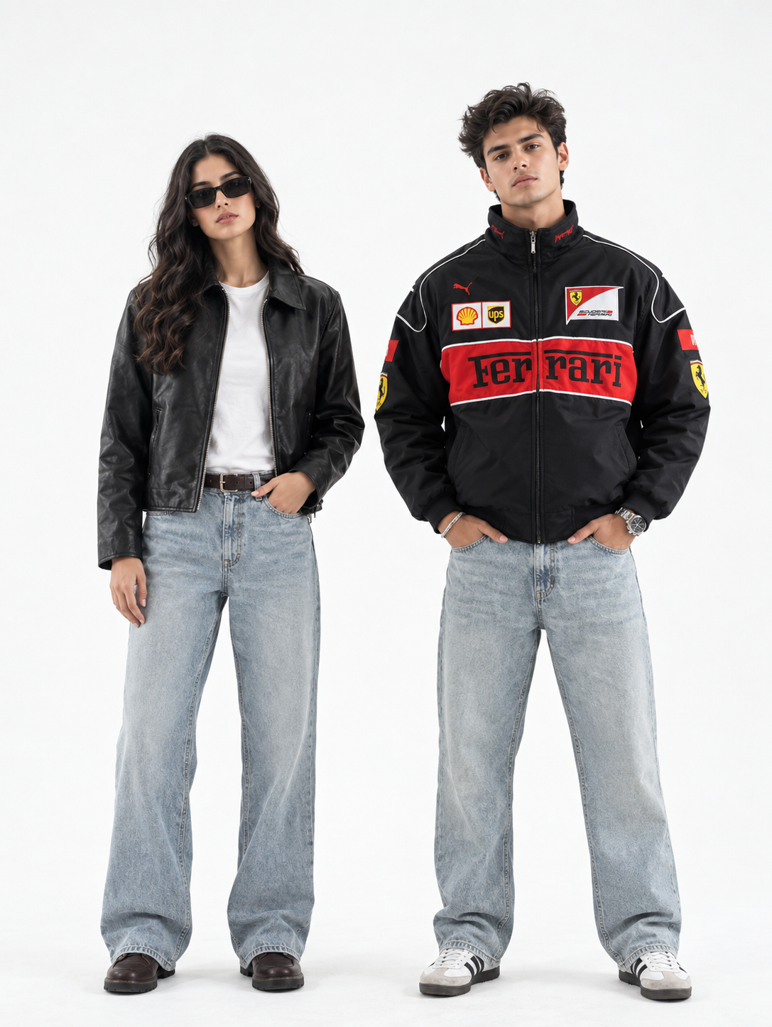 Apex Duo Racing + Leather Jacket Combo (Black & Red)