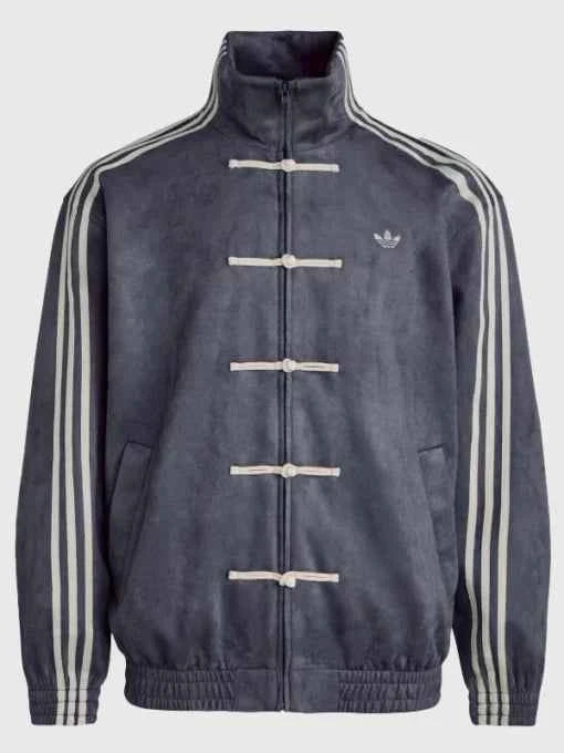 Striped Button CNY Chinese Jacket – Modern Harajuku Fusion Style in Grey .