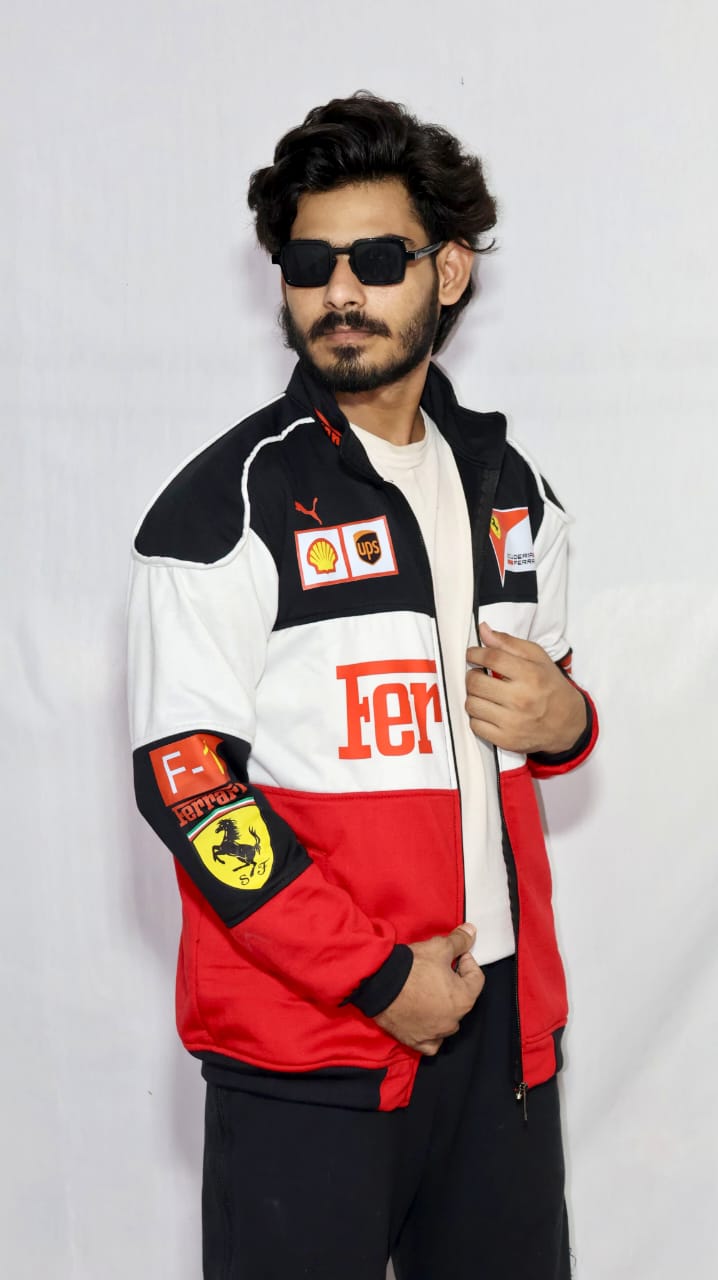 Racing F1 Ferrari jacket in Tri-colour for unisex.