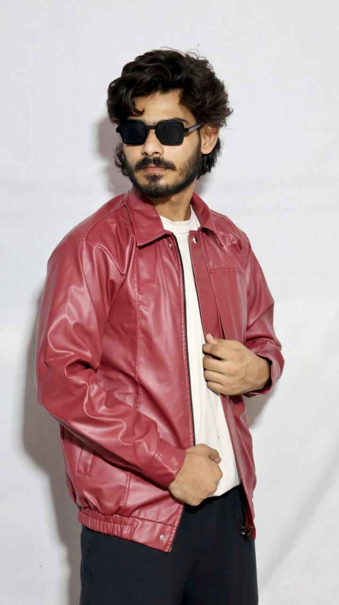 Classic brown faux leather jacket by Xoratic