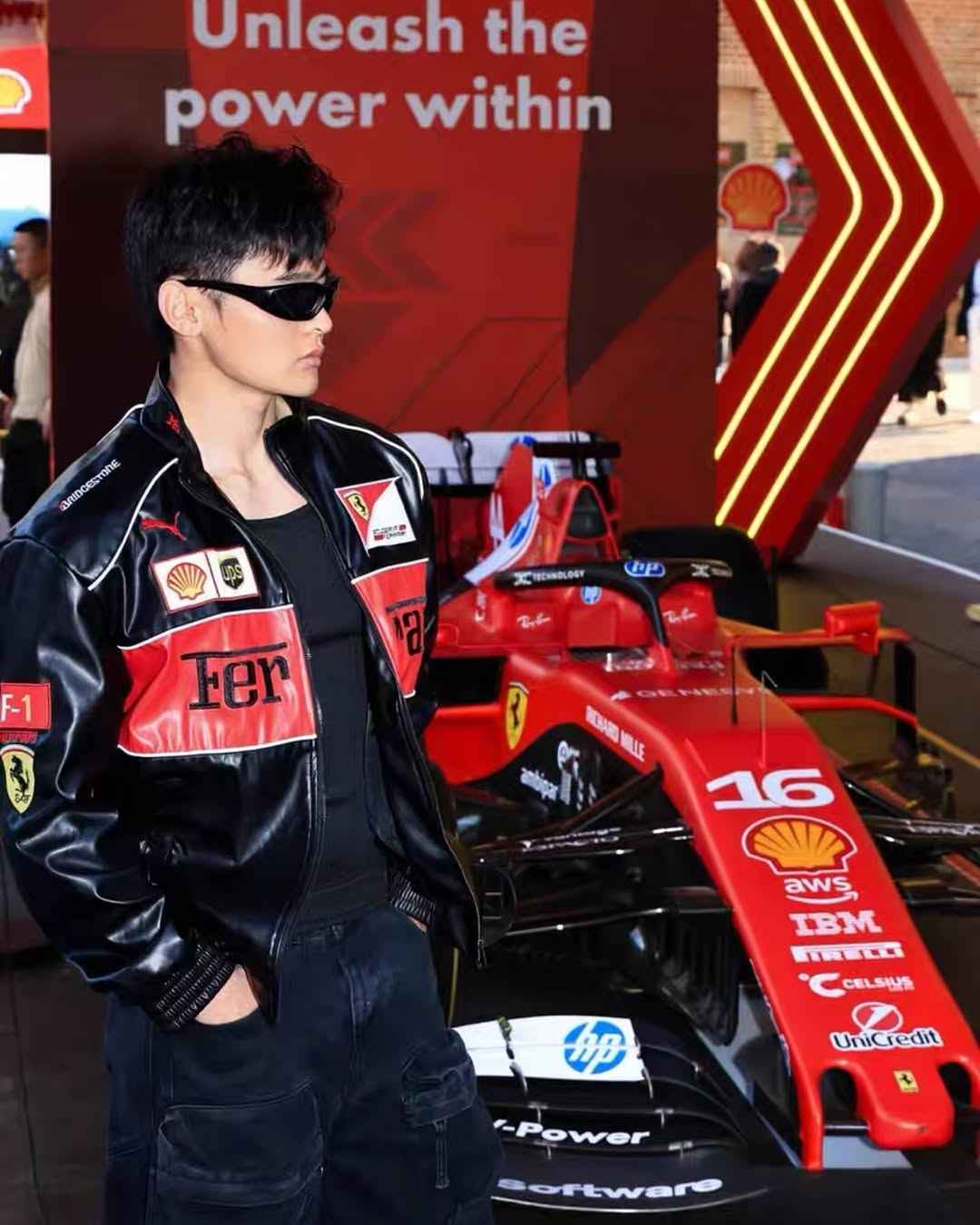 Racing-style leather jacket black and red by Xoratic