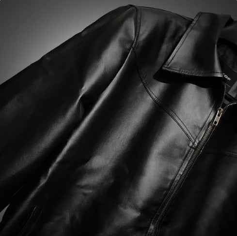 Classic black faux leather jacket by Xoratic