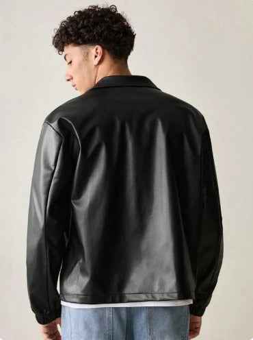 Everyday black faux leather jacket by Xoratic