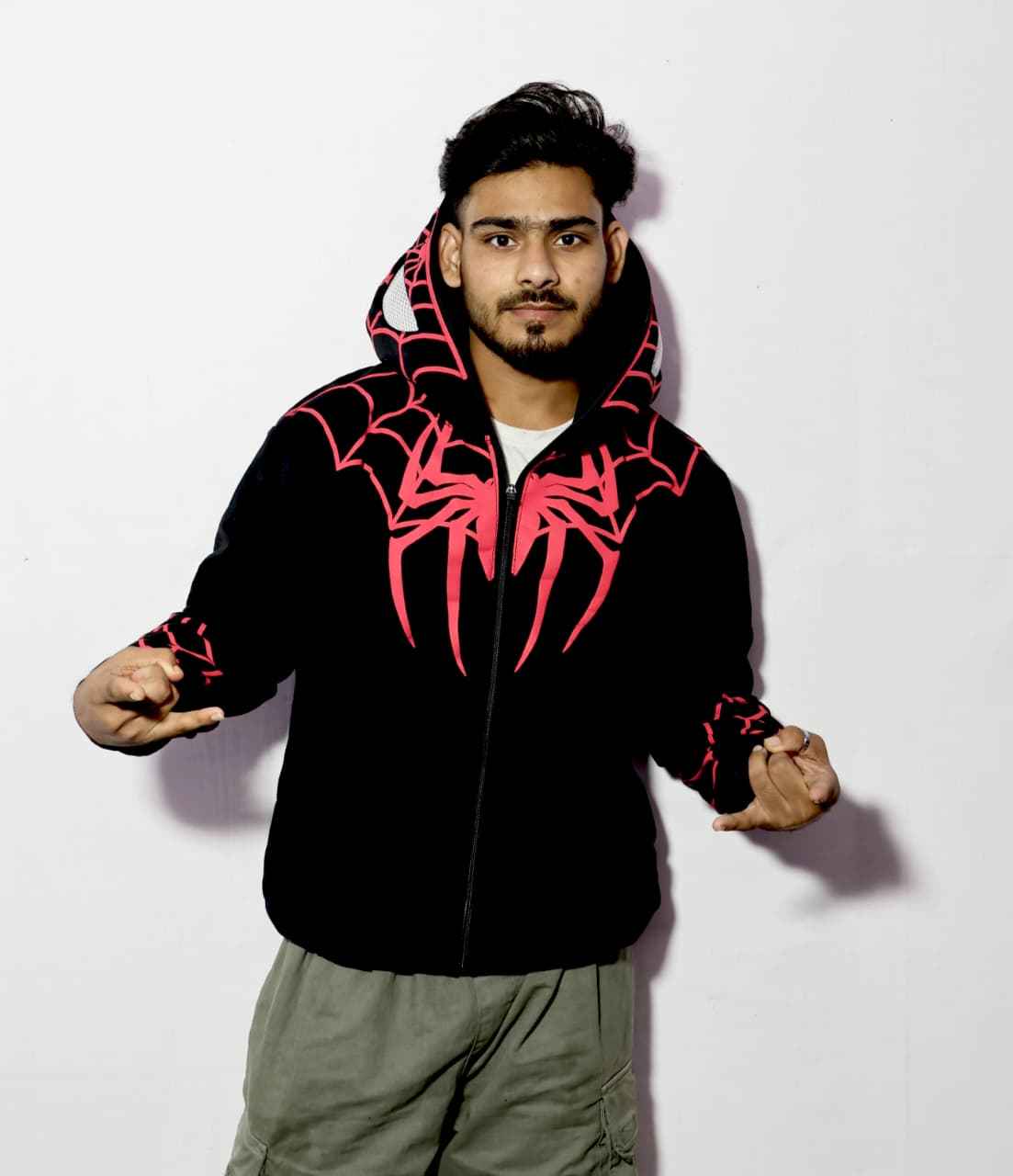 Spider print zip hoodie by Xoratic
