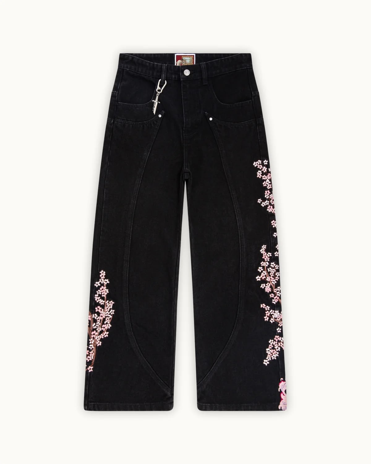 Cherry Blossom Knight Embroidered Jeans
