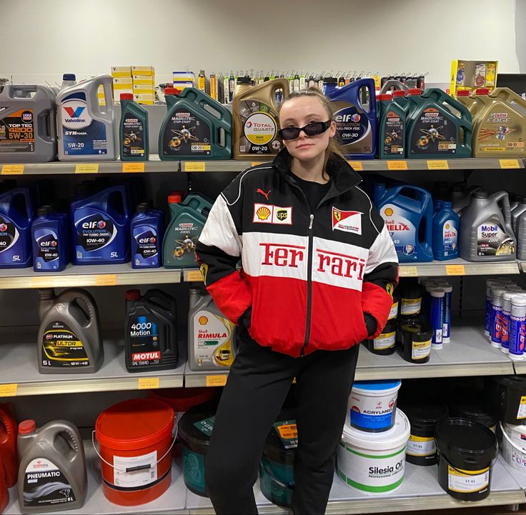 Red x White Ferrari F1 Racing Jacket in dtf print for unisex.
