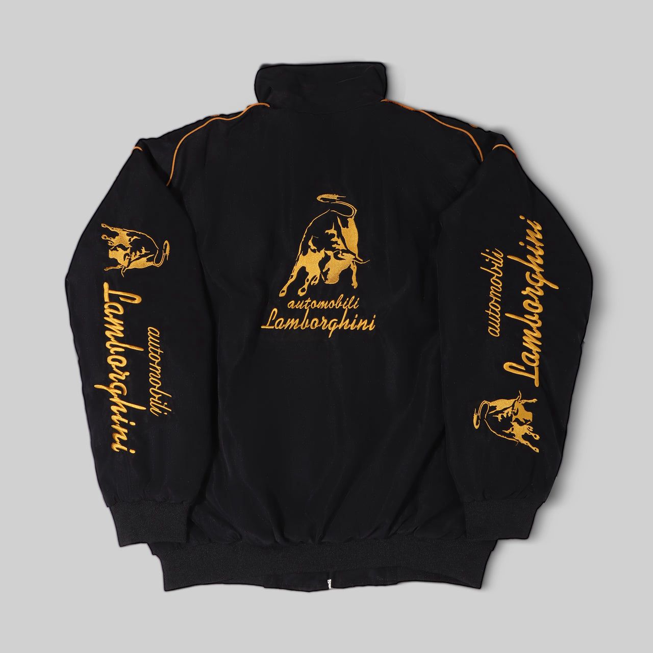 This is Embroidered lamborghini racing jacket in black for unisex.