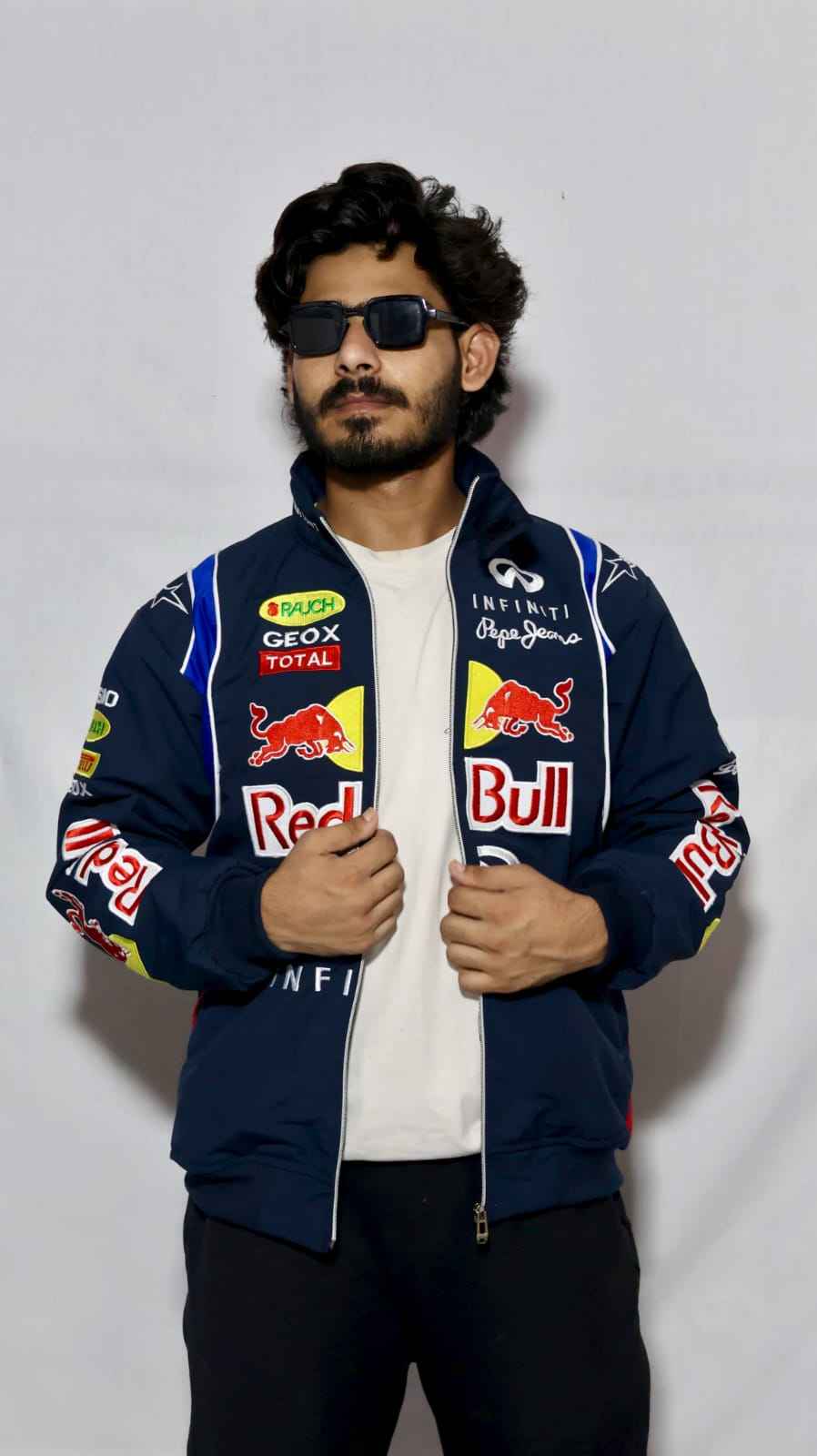 Premium blue embroidered racing jacket by Xoratic