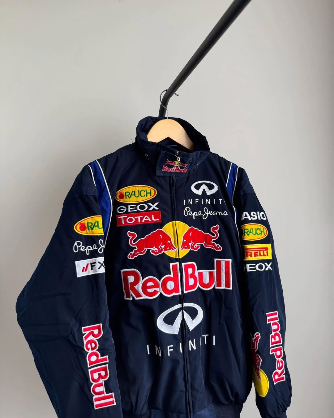 red bull racing jacket in blue for unisex fully Emboidery.