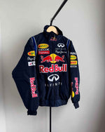 Blue embroidered racing jacket by Xoratic