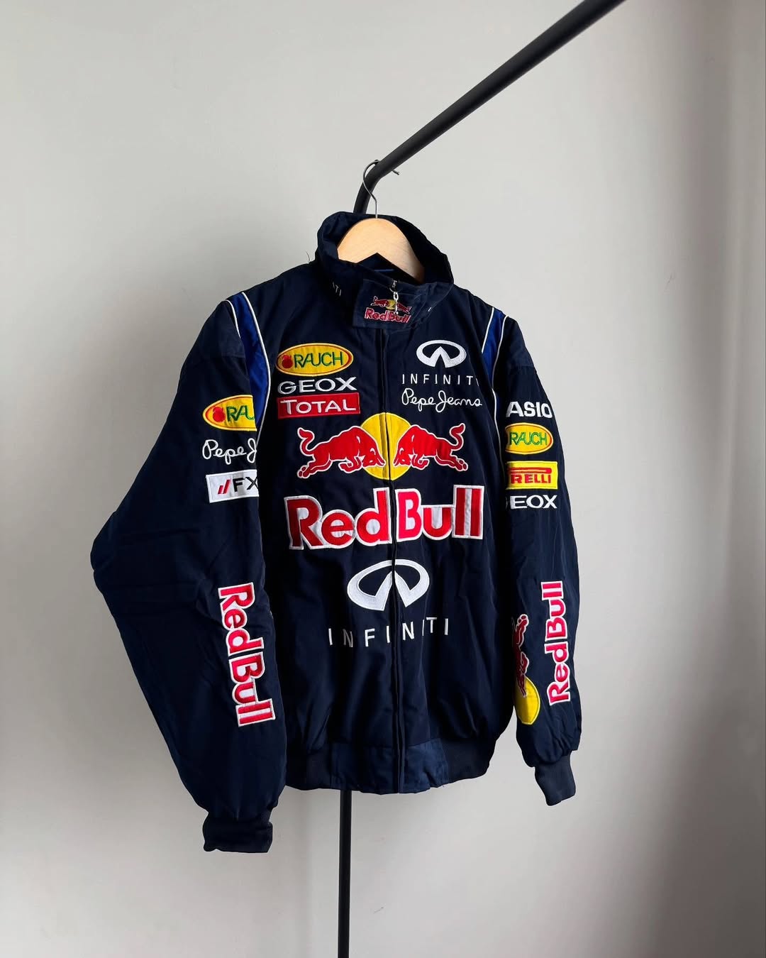 red bull racing jacket in blue for unisex fully Emboidery.