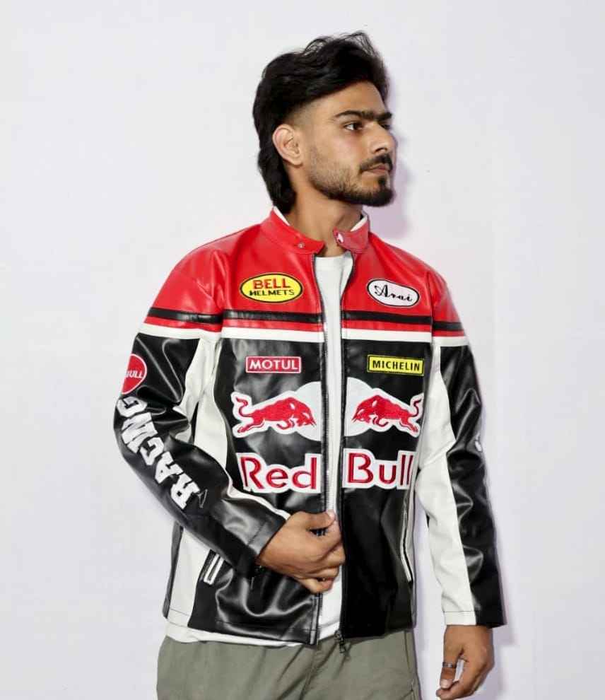 Fully embroidered navy racing jacket by Xoratic