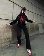 Black spider-inspired hoodie set by Xoratic
