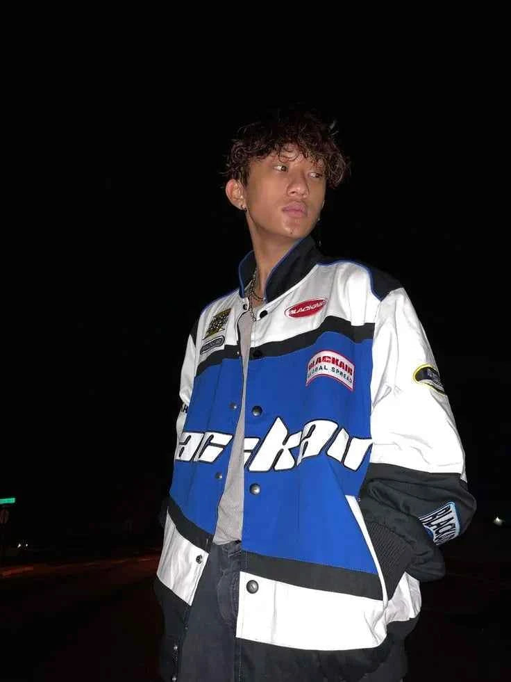 Blackair racing jacket blue and white by Xoratic