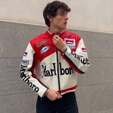 Vintage Marlboro Racing Leather Jacket – Bold Retro Motorsport Style Inspired by F1 Legends