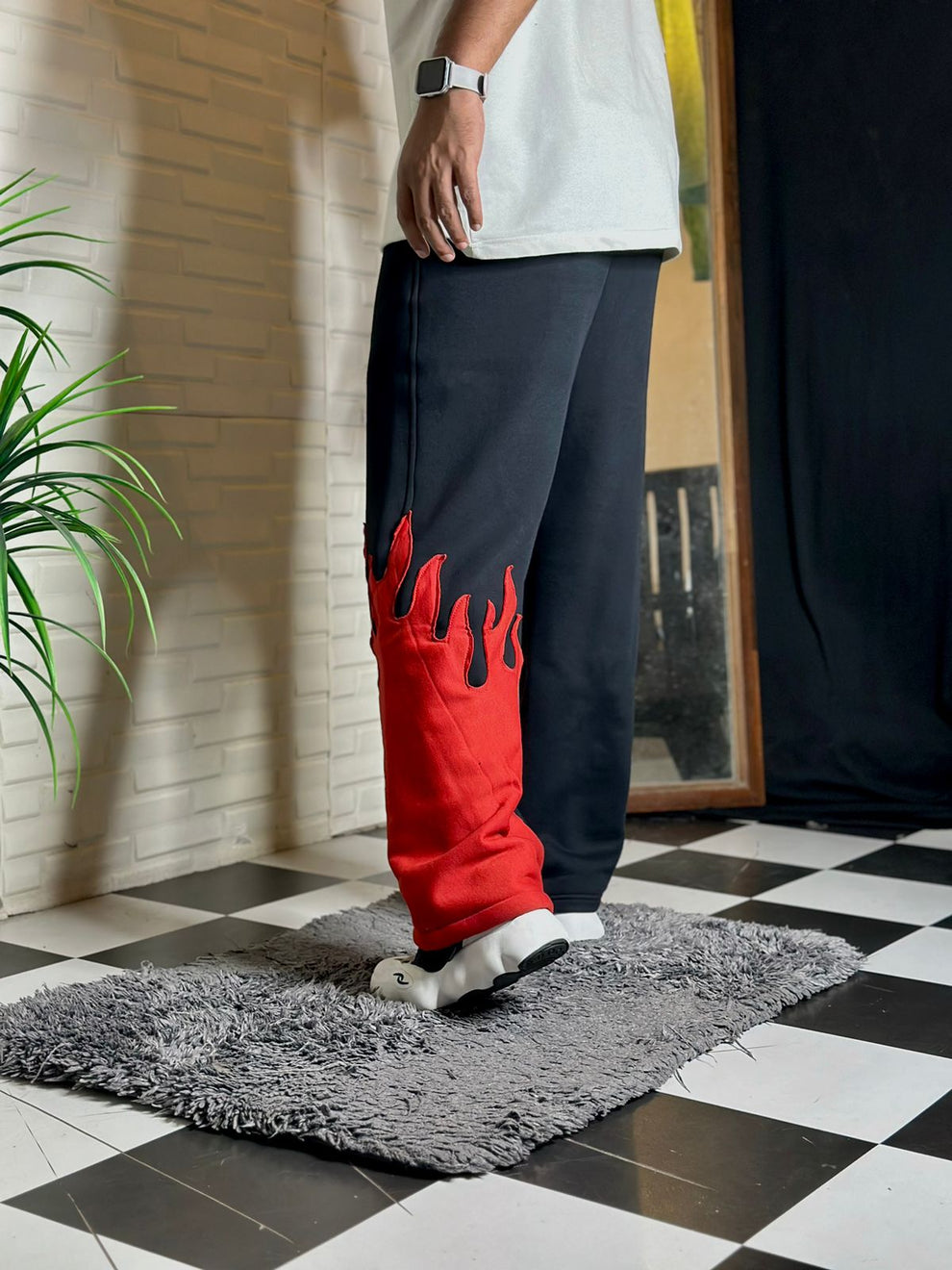 Trendy flame baggy pants for urban street fashion