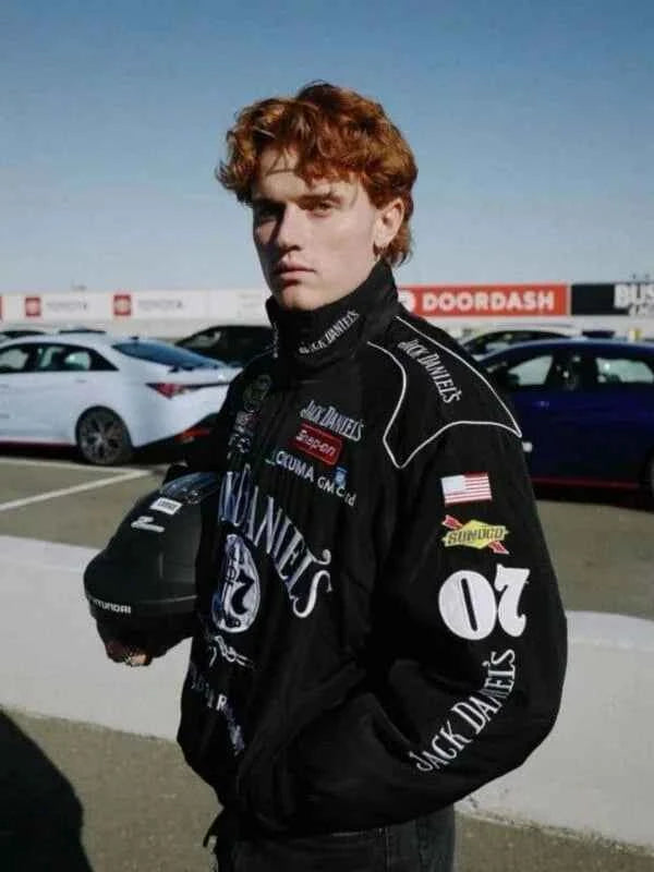 Black heritage-style racing jacket by Xoratic