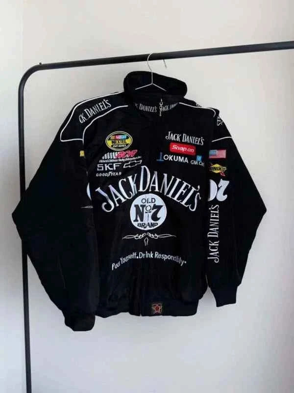 Black heritage-style racing jacket by Xoratic