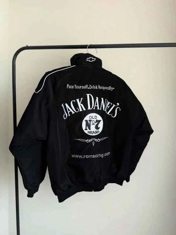 Black heritage-style racing jacket by Xoratic