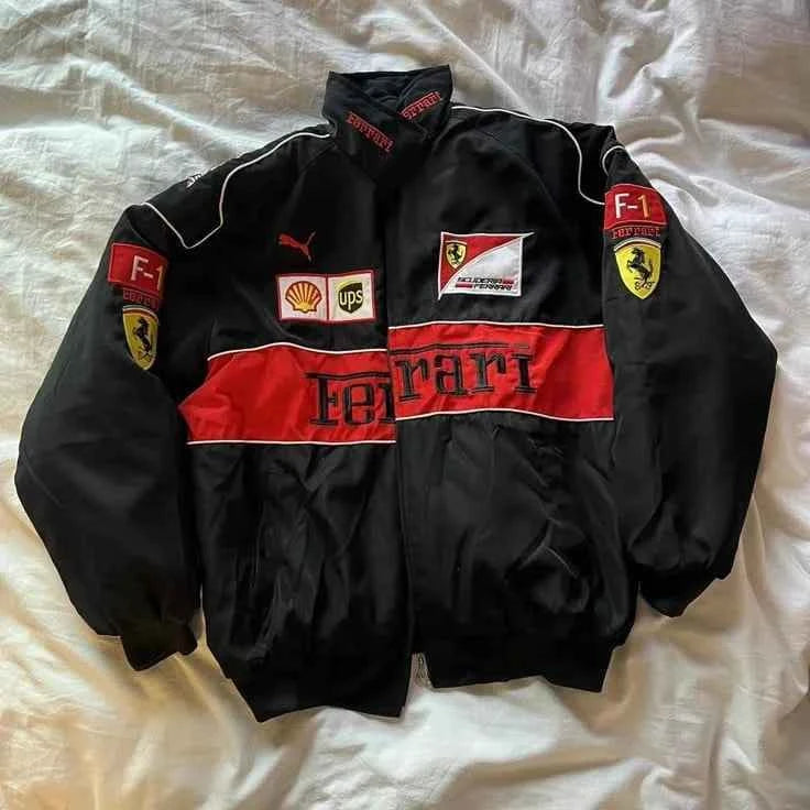 Black classic-fit racing jacket by Xoratic