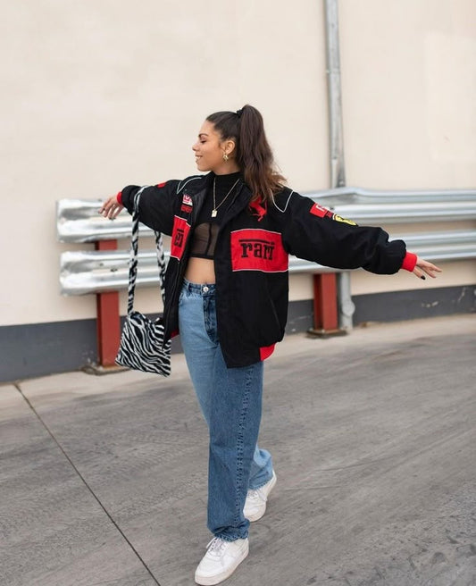 The ferrari  jacket in black for unisex dtf print