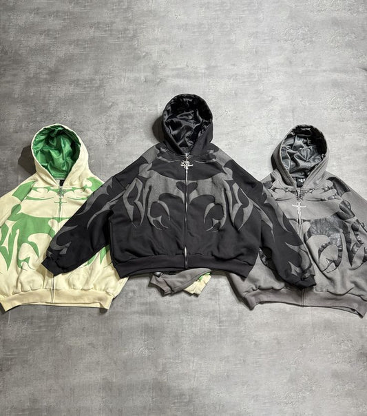 Urban Edge: Tribal Zip-Up Hoodie Collection for unisex available