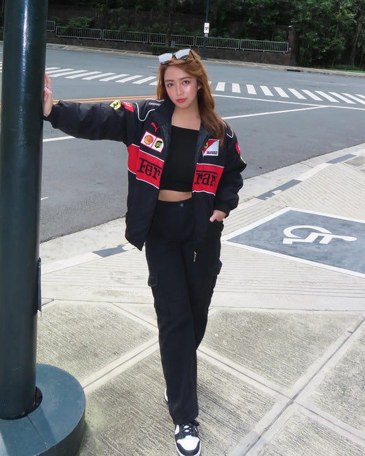 The ferrari  jacket in black for unisex dtf print