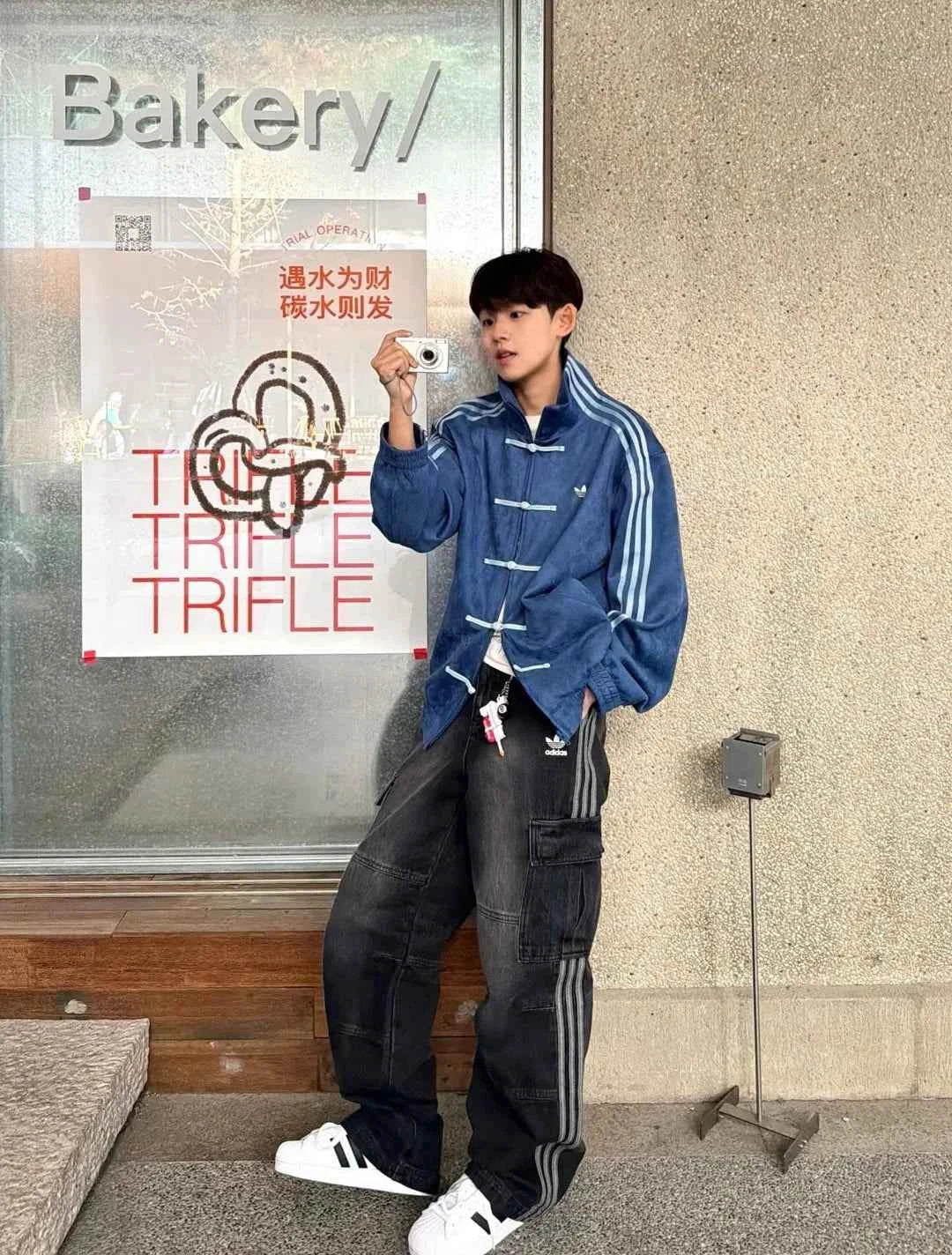 Striped Button CNY Chinese Jacket – Modern Harajuku Fusion Style in Grey .