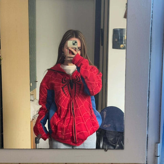 Gigavibe Spider-Man inspired double cap full zip hoodie for men and women
