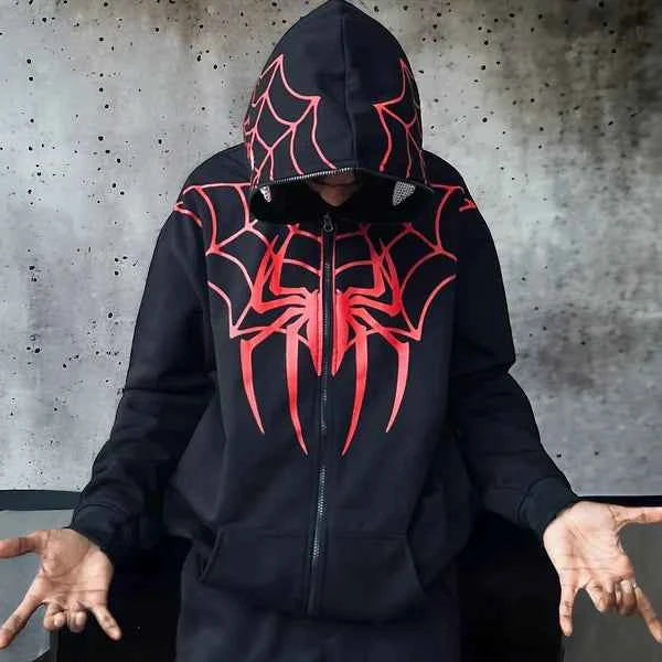 Black spider-inspired hoodie by Xoratic