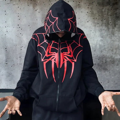 spider man hoodie in black .