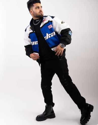Blackair jacket in blue& white.