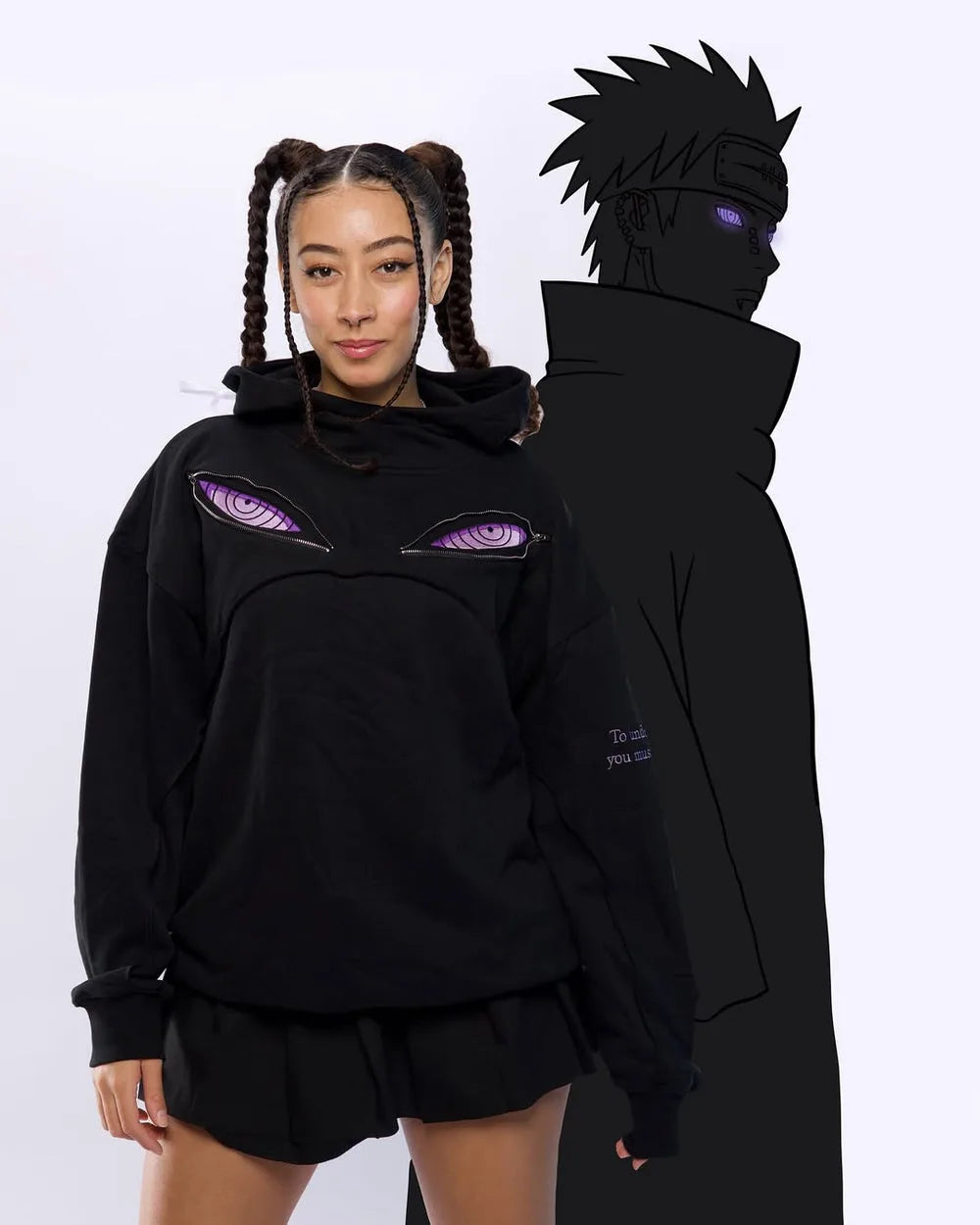 Midnight Gaze: Black Hoodie Featuring Striking Panther Eyes Design for a Bold and Mysterious Look