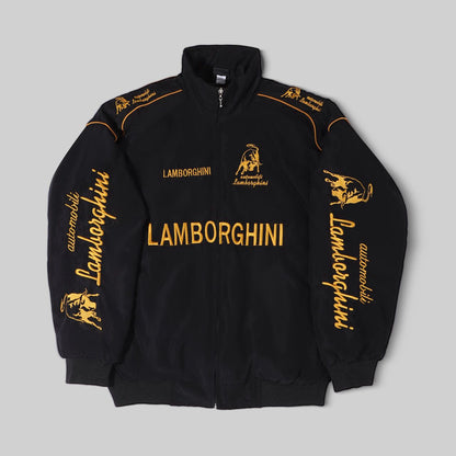 This is Embroidered lamborghini  racing jacket in black for unisex.