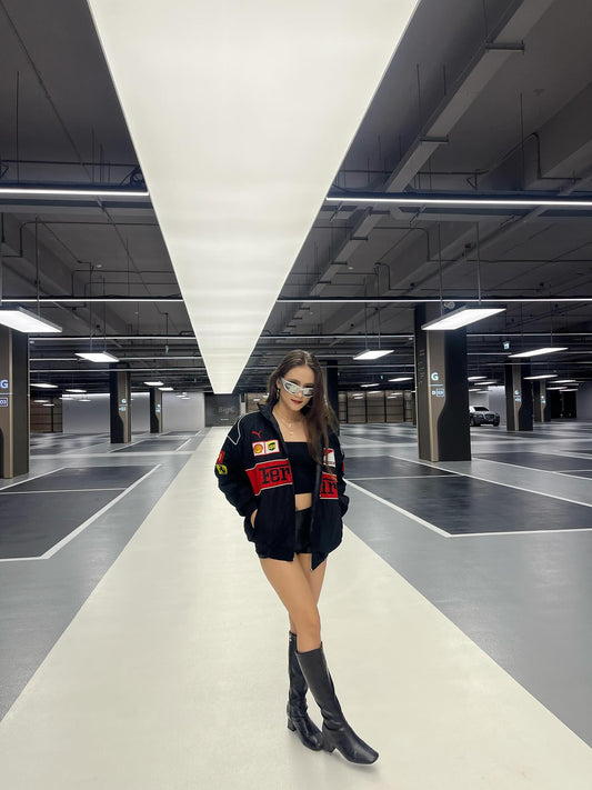 The ferrari  jacket in black for unisex dtf print