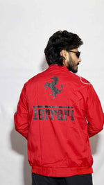 Bold red racing-style jacket by Xoratic
