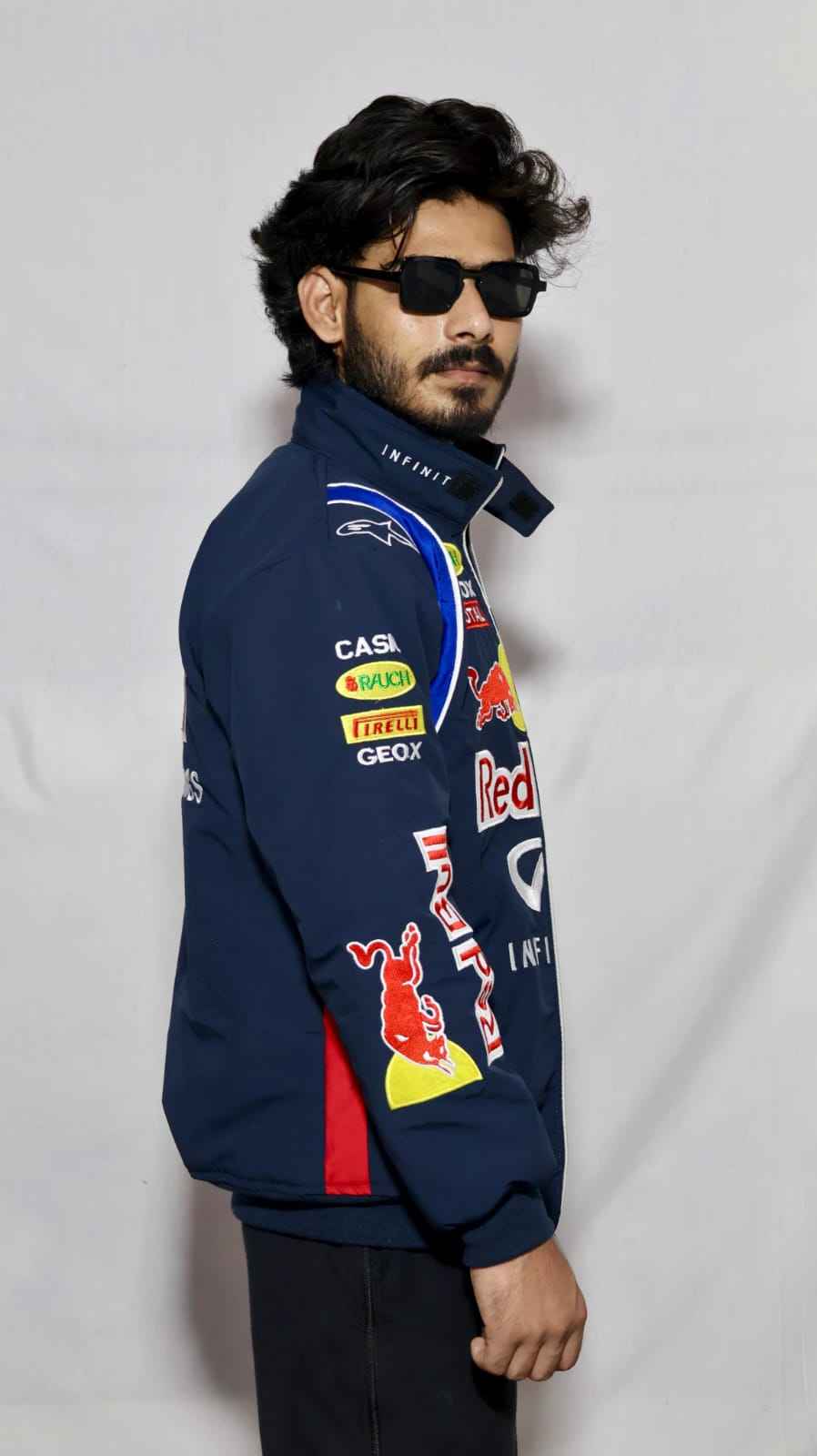 Premium blue embroidered racing jacket by Xoratic