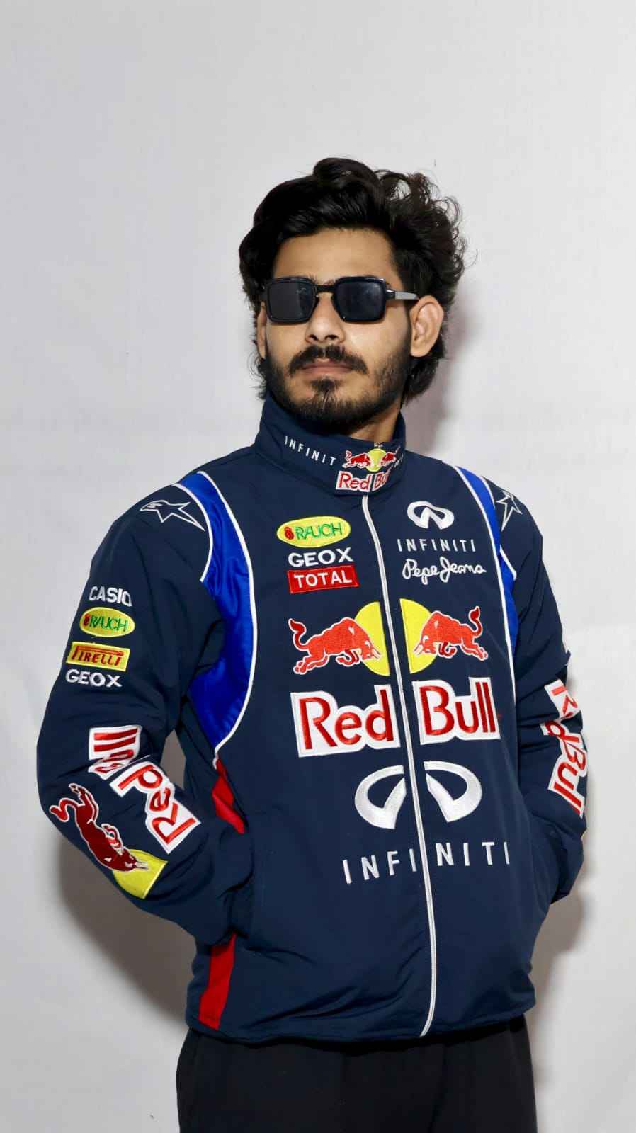 Premium blue embroidered racing jacket by Xoratic