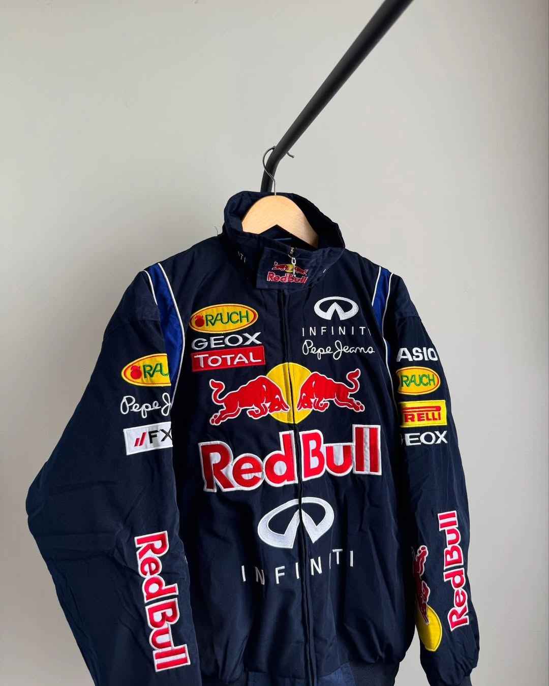 Blue embroidered racing jacket by Xoratic
