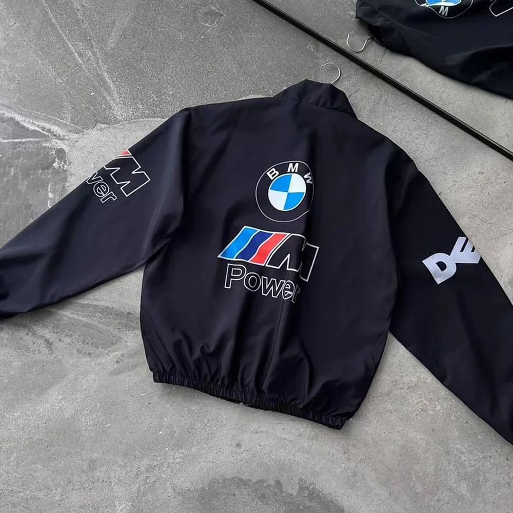 Racing BMW jacket in black in dtf print.