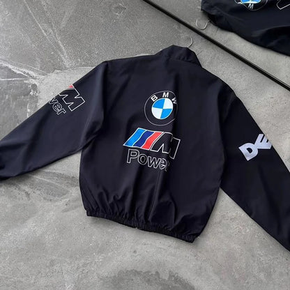 Racing BMW jacket in black in dtf print.