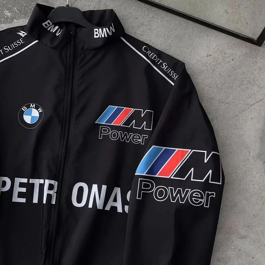 Racing BMW jacket in black in dtf print.