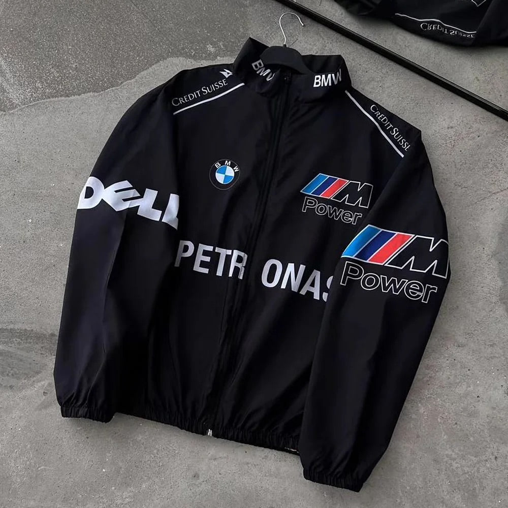 Racing BMW jacket in black in dtf print.
