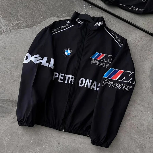 Racing BMW jacket in black in dtf print.