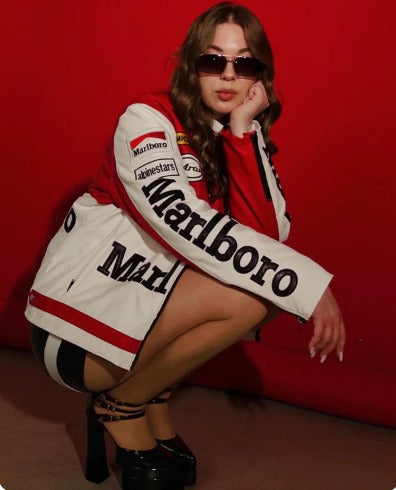 Red & white racing Marlboro jacket for unisex.