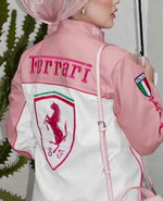Pink racing-style jacket for girls by Xoratic