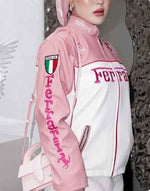 Pink racing-style jacket for girls by Xoratic