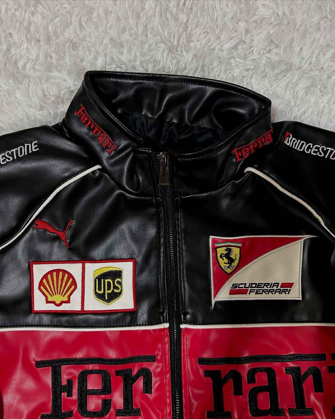 Racing-style leather jacket black and red by Xoratic