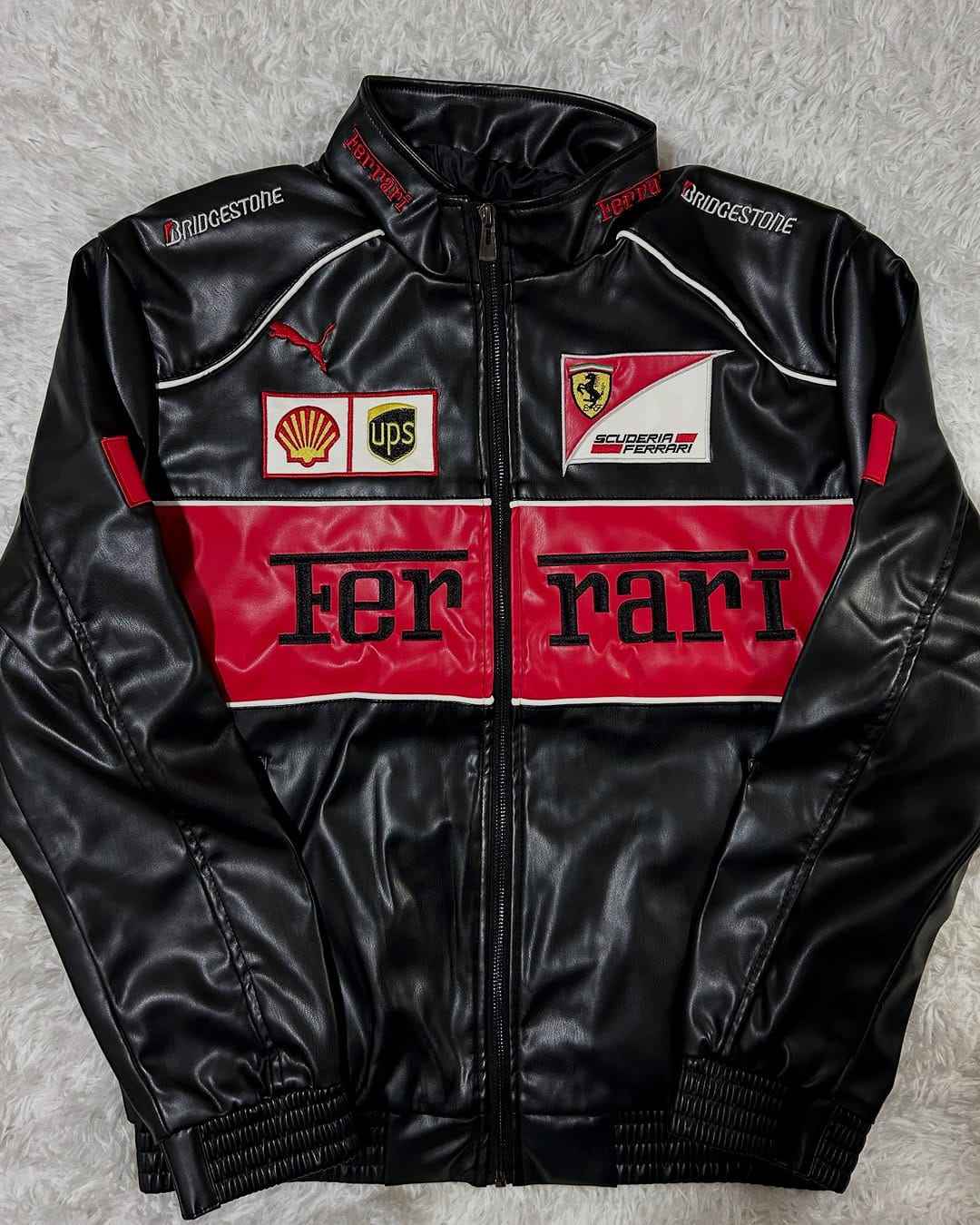 Racing-style leather jacket black and red by Xoratic