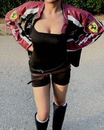 Black and maroon racing jacket by Xoratic